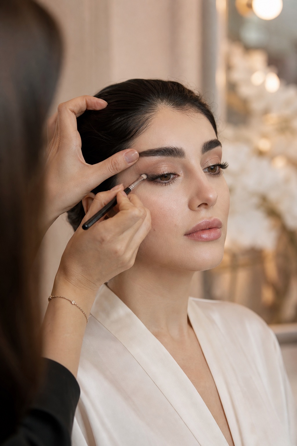اجرای آرایش چشم توسط هنرمند میکاپ